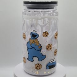 Cookie Monster Milk Lava Drip Snowglobe Tumbler Cup Libby Style Kid Friendly 