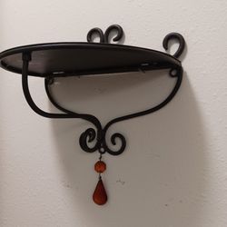 Two Dark Brown Metal Hanging Shelves