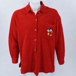 Vintage Disney Mickey Mouse Polar Fleece Oversized Shacket Shirt Jacket Womens M
