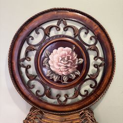 Vintage Large Metal Floral Hand painted Picture Decor