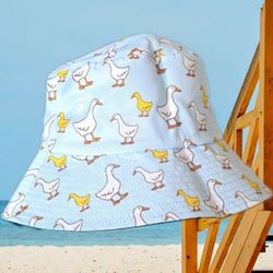 New Duck Bucket Hat Summer Beach Pool Sun Hat Men Women Light Blue One Size