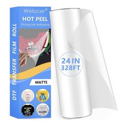 DTF Transfer Film Roll 24” X 328’ For Double Side Matte Clear Pretreat Sheets PET