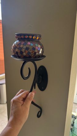 Mosaic Glass Candle Holder Wall Sconce