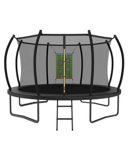 Trampoline Outdoor 14FT 12FT 10FT 8FT with Safety Enclosure Net, Recreational Trampoline for Kids and Adults, Anti-Rust, ASTM Approved, Black