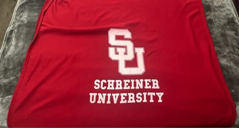 Home Decor Proud Student / Alumni : Red Fleece Sweatshirt Throw Blanket Featuring The White "SU" Logo & "Schreiner University" Lettering !