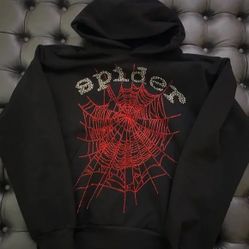 Red & Black Rhinestone sp5der hoodie