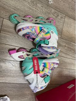 New SULIFEEL Rainbow Unicorn Adjustable Roller Skates for Girls Boys for Kids Children Skates Indoor