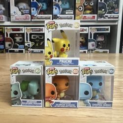 4 BITTY Starter Pokemon 1" Funko Pops Bulbasaur Charmander Squirtle Pikachu Pop