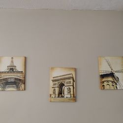 3 Piece Paris Wall Prints Canvas Style Prints