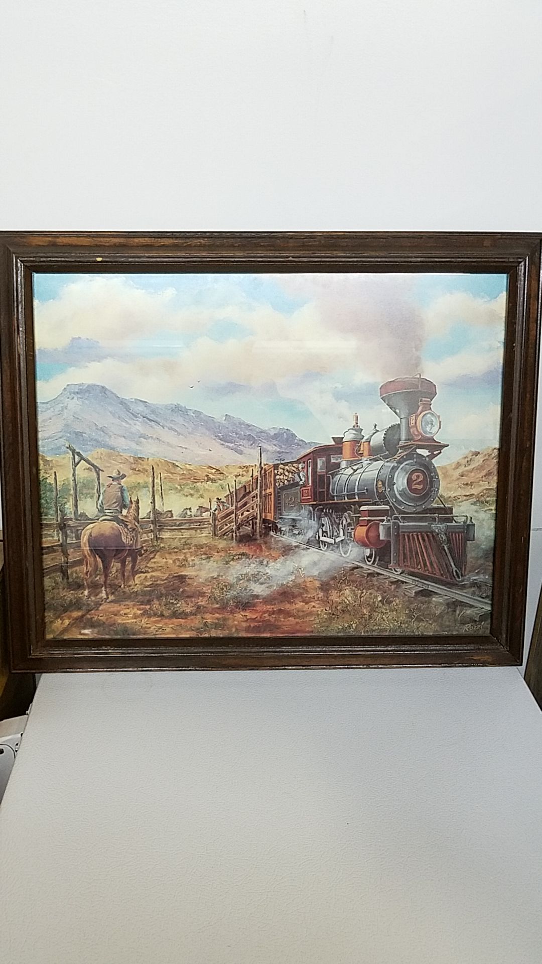 Lionel trains for sale.Train picture of the old west by Rozzi. 19inx23in.