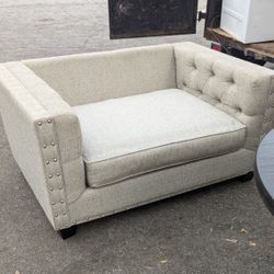 Oversized Light Gray Upholstered Modern Accent Chair