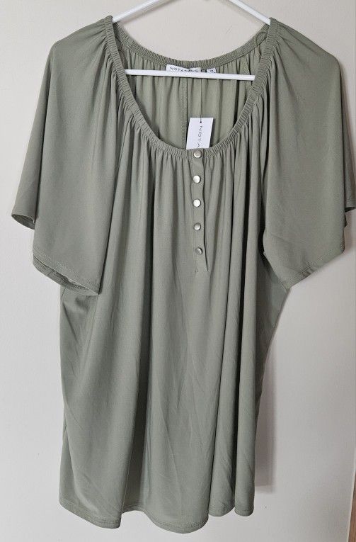 NWT 2X Notations short sleeve olive green tunic top