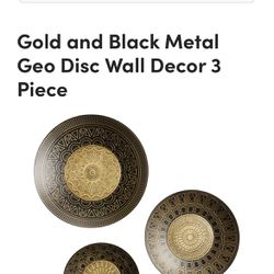 World Market Gold & Black Metal Geo Disc Wall Decor  3 Piece Set