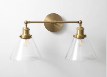 20 Inch Brass Gold Vanity Light with Clear Glass Shades Vintage Vanity Light for Bathroom (Bulb Included) Reg. Retail $99.99