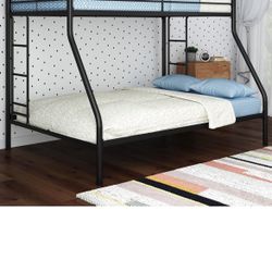 Metal Bunk Bed with Secured Ladders, Twin/Full, Black