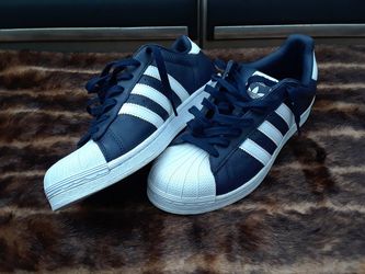 MEN'S SIZE 9 ADIDAS SUPERSTAR NAVY AND WHITE/BLUE TENNIS SHOES