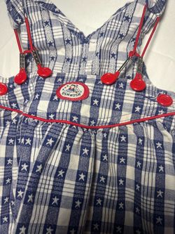 OshKosh vintage Kids Patriotic Plaid Overall dress Rare