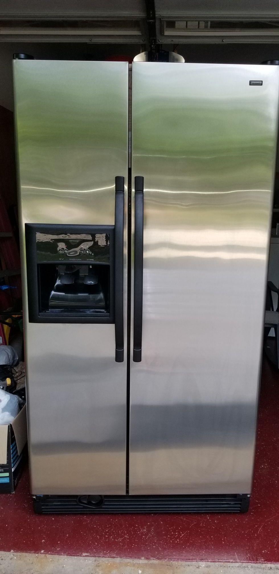 Side by side stainless steel refrigerator