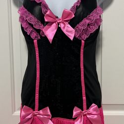 Dream Girl Hot Fushia Pink Fringe Costume Dress Ladies Small