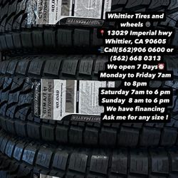 SET OF NEW TIRES, 235/70R16 GRITMASTER AT 106T , INCLUDING MOUNTING AND BALANCING. ASK ME FOR ANY SIZE OR BRAND, LLANTAS NUEVAS