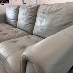 Light blue leather couch