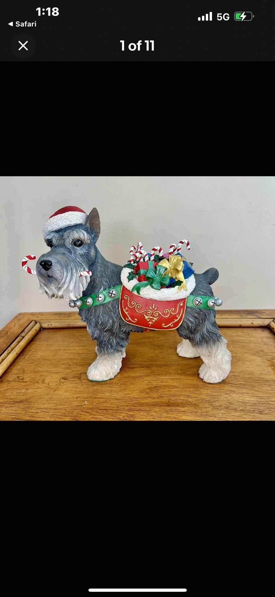 Vintage Danbury Mint Schnauzer Christmas Dog