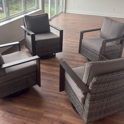 Set Of 4 Patio Swivel Rockers
