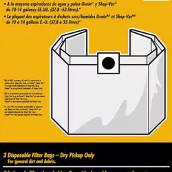 MULTI FIT General Debris VF2005 Wet Dry Vac Dry Dust Collection Bags for 10-14 Gal #Tools-772 