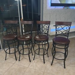 4 Bar Swivel Bar Stools. 29" Floor To Top Of Cushion.