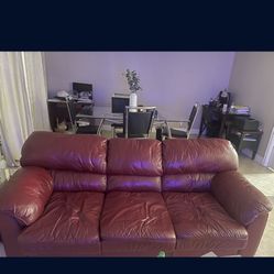 Red Leather Couch For Sale 