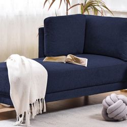 65" Mid-Century Modern Fabric Corner Lounge Chair Upholstered Indoor Chaise Lounge for Bedroom Office Small Living Room