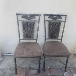 two metal chairs