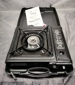 Portable black gas single stove with case $17