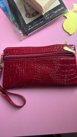 Brand New Red Crocodile Clutch