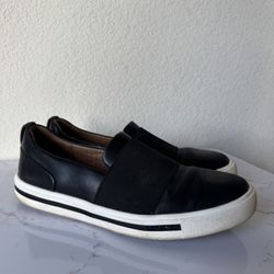 Clark's Women's Black Leather Slip On Sneakers Shoe
