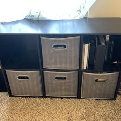 Wooden Shelf with fabric cubbies