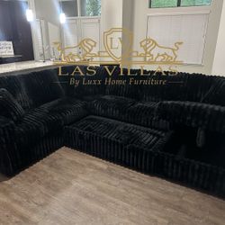 Brand New Sonic Black Sectional With Pull-Out Bed financing Available 