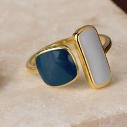 18k Gold Plating Over 925 Sterling Silver Geometric Minimalist Band Ring