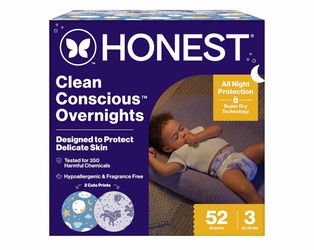 The Honest Company Overnight Diapers, Size 3, 52ct