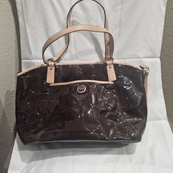 Coach Signature Dark Brown bag Women's Satchel handbag Purse Ladies 100% Authentic