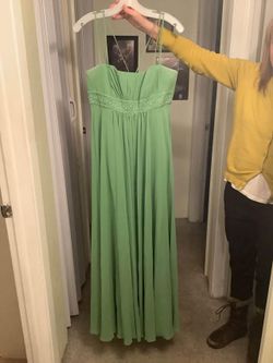 Strapless Olive Green Full Length Gown