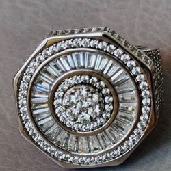 Real Solid 925 Sterling Silver Octagon Ring Size 9 New