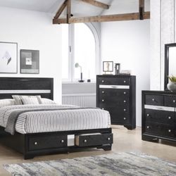 4-Pc Bedroom Set Queen Bed ,Dresser,Mirror, Nightstand #1 (Not Including mattress and box)