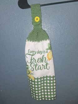 Crochet Top Hanging Kitchen Towel Lemon