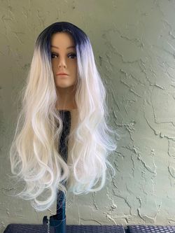 Wavy Fluffy White Wig Curly Long length For Women Wigs