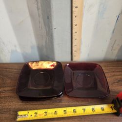5 Piece Ruby Red Vintage Saucers