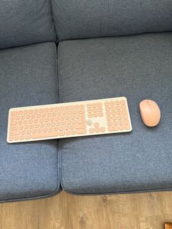 Pink Wireless Keyboard and Mouse Combo