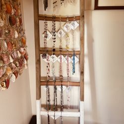 Hard To Find White Washed Ladder, Italian Porcelain Bowl, Lahaina Shell Wall.