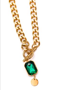Stainless steel Emerald color necklace
