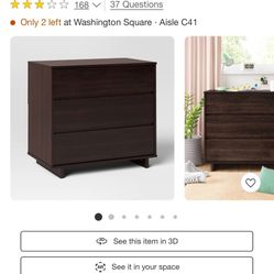 Modern 3 Drawer Dresser in Brown “Expresso” Color - Room Essentials Brand, New in Original Boxes